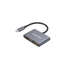 Canyon DS-3, USB-C Hub, 3 porty, 2xUSB-A 10Gbps, 1xUSB-C 10Gbps, šedá