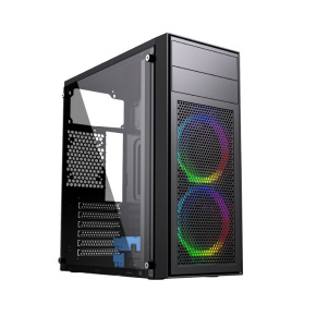 Gembird Fornax M100 RGB/Midi Tower/Transpar./Čierna