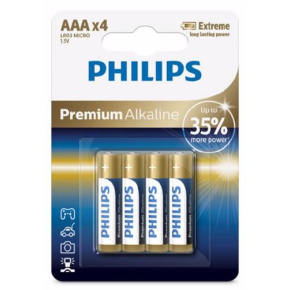 Philips baterie 4x AAA (1,5V), řada Premium Alkaline