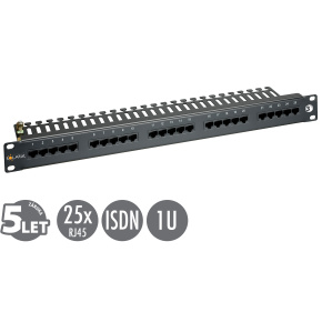 19'' ISDN panel Solarix 25 x RJ45 čierny 1U SX25-ISDN-BK