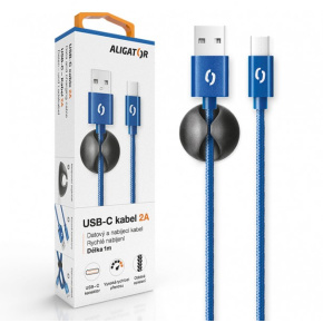 ALIGATOR PREMIUM Dátový kábel 2A, USB-C modrá