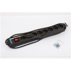 19'' 8xCZ zás. vypínač, 3x1.5mm 2m kab. CZ-DE,RAL9005