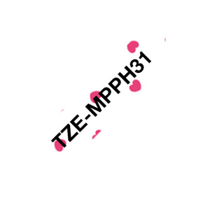 Brother TZe-MPPH31, ružové srdiečka/čierna, 12mm