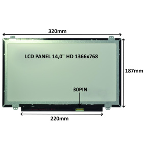LCD PANEL 14,0'' HD 1366x768 30PIN MATNÝ / ÚCHYTY HORE A DOLE