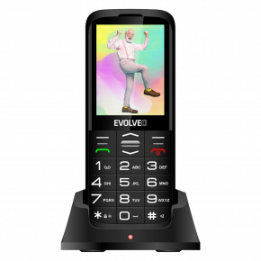 EVOLVEO EasyPhone FS, vyklápací mobilný telefón 2.8'' pre seniorov s nabíjacím stojanom (čierna farba)