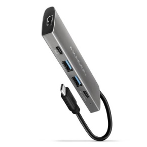 AXAGON HMC-5G2, USB 10Gb/s hub, porty 2x USB-A, 2x USB-C, HDMI 4k/60, PD 100W, kábel USB-C 13cm