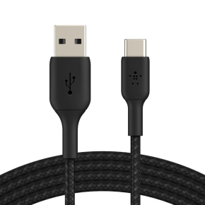 BELKIN kábel opletaný USB-C - USB-A, 1m, čierny