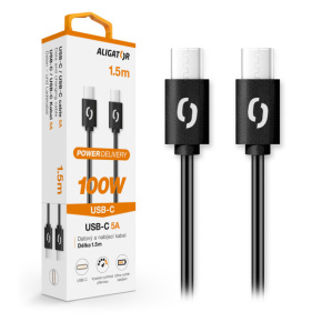 Dátový kábel ALIGATOR POWER 100W, USB-C/USB-C 5A, 1,5m čierny