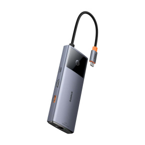 Baseus hub Series 2 USB 6v1 (USB-C/HDMI4K60Hz/USB-C(10Gbps)/USB-A(10Gbps)/RJ45/USB-C(PD) sivý