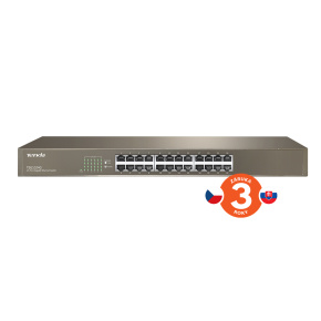 Tenda TEG1024G 24x Gigabit Switch, Fanless-bez ventilátorov, Rackmount 19'', ochrana proti prepätiu