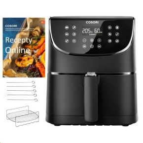 BAZAR - Cosori CP158-AF PREMIUM – 5.5L horkovzdušná fritéza + 5x špíz a gril. rošt, black - Rozbaleno (Komplet)