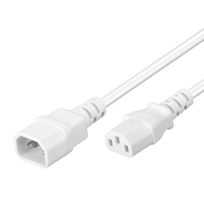 PremiumCord Predlžovací kábel sieť 230V, C13-C14, biely 1m