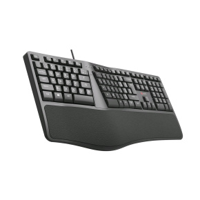 Klávesnica C-TECH KB-113E USB, ERGO, čierna, CZ/ SK