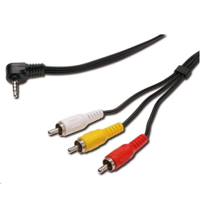 PREMIUMCORD Audio/video kábel 3,5 mm Jack 4pin - 3x Cinch 1,5 m (M/M)