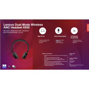 Lenovo Dual-Mode Wireless ANC Headset 6550