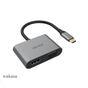 Adaptér AKASA USB-C 2 v 1 (výstup na jeden alebo dva displeje, HDMI a VGA)