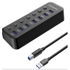 PremiumCord USB 3.2 Superspeed HUB 7-portový s vypínačmi portov