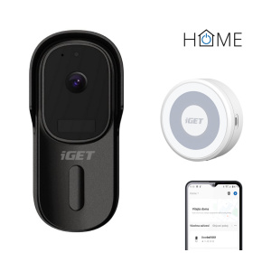 iGET HOME Doorbell DS1 Black + CHS1 White - WiFi batériový videozvonček, set s reproduktorom, CZ app
