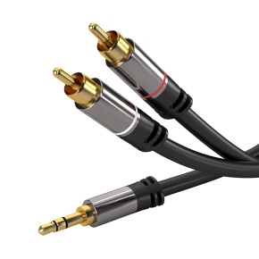 PremiumCord HQ tienený kábel stereo Jack 3.5mm-2xCINCH M/M 3m