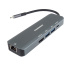 PREMIUMCORD Adaptér USB-C na Gigabit 10/100/1000Mbps + 1x HDMI, 2x USB3.2, 1x PD 100W konektor, Šedá