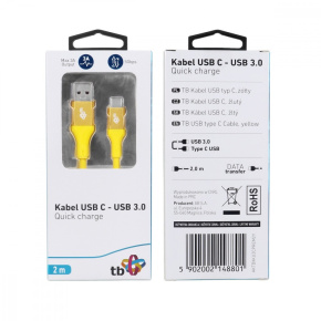 TB USB 3.0/USB-C 2m premium 3A žltý