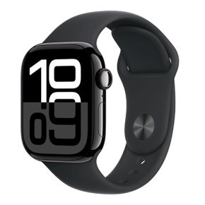 Apple Watch Series 10 GPS 46mm Jet Black Aluminium Case with Black Sport Band - S/M