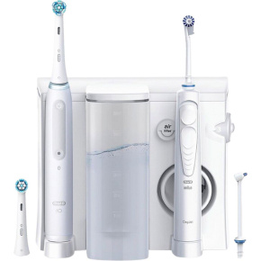 Oral-B Oral Health Center + iO Series 4 White set elektrického zubního kartáčku a ústní sprchy, bílá