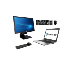 Notebook HP EliteBook 820 G3 (Touchscreen) + Docking station HP DIB Ultra Slim B9C86AV + Monitor HP Compaq LA2306x 23" - Repas