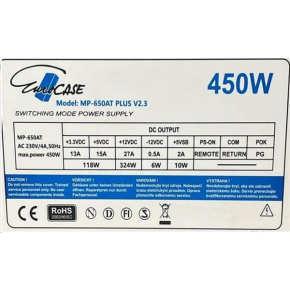 Zdroj Eurocase 450W-ATX, 12cm ventilátor, bulk