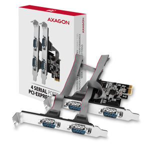 AXAGON PCEA-S4N, PCIe radič - 4x sériový port (RS232) 250 kbps, vr. LP