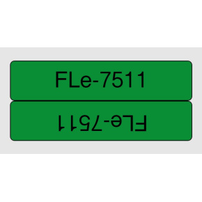 FLe-7511, predrezané štítky - čierna na zelenej, šírka 21 mm