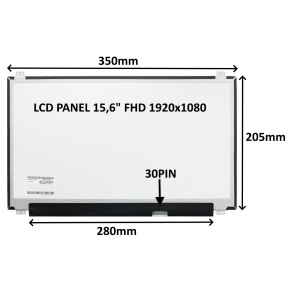LCD PANEL 15,6'' FHD 1920x1080 30PIN MATNÝ IPS / ÚCHYTY HORE A DOLE
