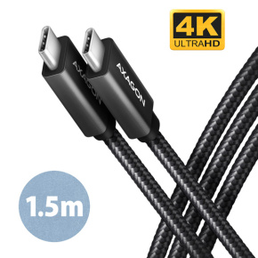 AXAGON BUCM32-CM15AB, SPEED+ kábel USB-C <-> USB-C, 1.5m, USB 20Gbps, PD 100W 5A, 4K HD, ALU, oplet