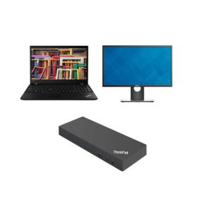 Notebook Lenovo ThinkPad T590 + Docking station Lenovo ThinkPad Thunderbolt 3 Workstation Dock Gen 2 40AN + Monitor Dell Professional P2417H 24" - Repas