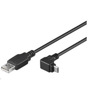 Kábel USB PREMIUMCORD 2.0 Spojovací uhol A-Micro B 90 stupňov 1.8 m (čierna)