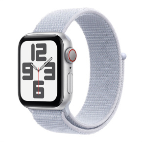 Apple Watch SE GPS + Cellular 44mm Silver Aluminium Case with Blue Cloud Sport Loop