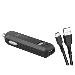 AVACOM CarMAX 2 nabíjačka do auta 2x Qualcomm Quick Charge 2.0, čierna farba (USB-C kábel)