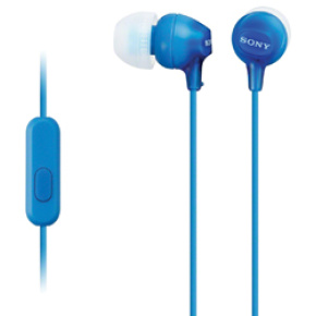 SONY slúchadlá MDR-EX15AP, handsfree, modré