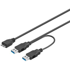 PremiumCord USB 3.0 napájací Y kábel A/Male + A/Male -- Micro B/Mmale, 30cm