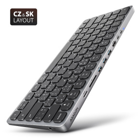 AXAGON HMC-KB-CS, USB 5Gbps hub s CZ/ SK klávesnicou, HDMI 4K/60Hz, 3x USB-A, SD/mSD, audio, PD 100W