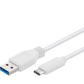 PremiumCord USB-C/male - USB 3.0 A/Male, biely, 1m