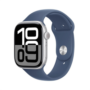 Apple Watch Series 10 GPS 42mm Silver Aluminium Case with Denim Sport Band - M/L