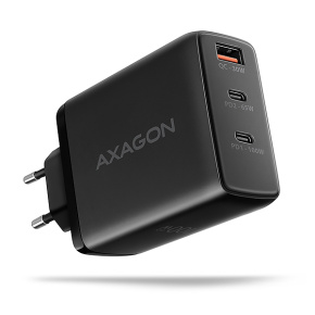 AXAGON ACU-DPQ100, GaN nabíjačka do siete 100W, 3x port (USB-A + dual USB-C), PD3.0/PPS/QC4+/Apple