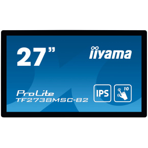 27'' iiyama TF2738MSC-B2: IPS, FullHD, capacitive, 10P, 500cd/m2, DP, HDMI, DVI, 16/7, IP1X, čierny