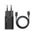 Baseus rýchlonabíjačka do siete Super Si USB-C PD QC 25W (s káblom USB-C na USB-C) čierna