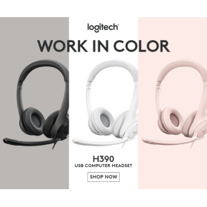 Logitech® H390 USB Headset - USB- OFF-WHITE