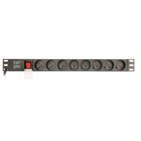 Gembird PDU 8 zásuviek, 1U, 16 A, 3m