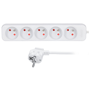 Solight prodlužovací přívod, 5 zásuvek, bílý, 1,5m Solight prodlužovací přívod, 5 zásuvek, bílý, 1,5m