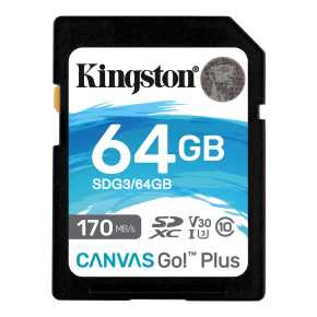 Kingston Canvas Go Plus/SDXC/64GB/170MBps/UHS-I U3/Class 10