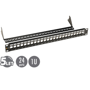 19'' modulárny neosadený patch panel Solarix 24 portov čierny 1U SX24M-0-STP-BK-UNI